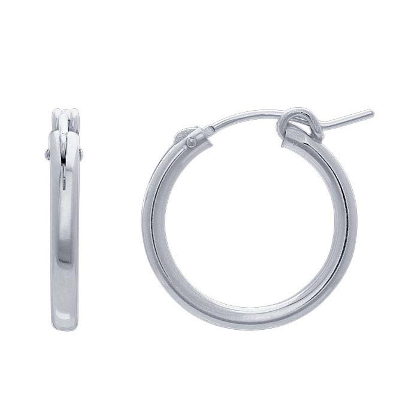 19mm hoop earrings in sterling silver with simple latch