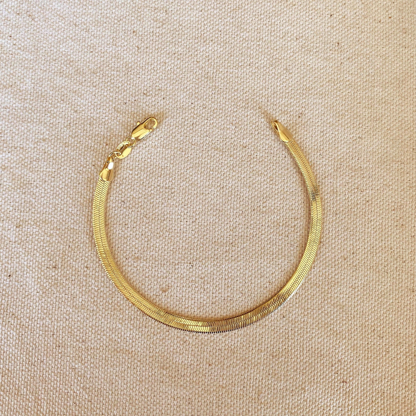 Herringbone Bracelet 18K Gold Filled 4 MM