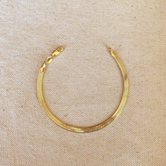 Herringbone Bracelet 18K Gold Filled 4 MM