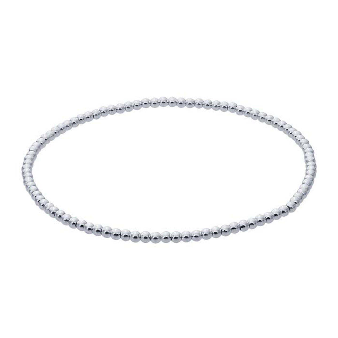 2 millimeter beaded sterling silver stretchy bracelet 6.5 inches
