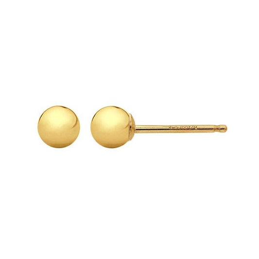 6 millimeter ball earring post friction back anti-tarnish hypoallergenic 18 karat gold filled sterling silver