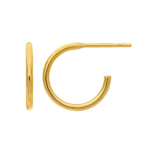 12mm 14 karat gold filled 3/4 round post hoop earring anti-tarnish hypoallergenic