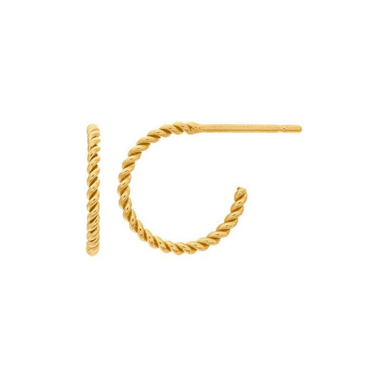 12mm 14 karat gold filled 3/4 round post hoop rope style earring anti-tarnish hypoallergenic