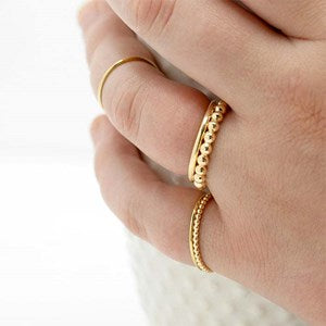 Beaded gold filled stacking wire band 14 karat gold filled hypoallergenic anti-tarnish