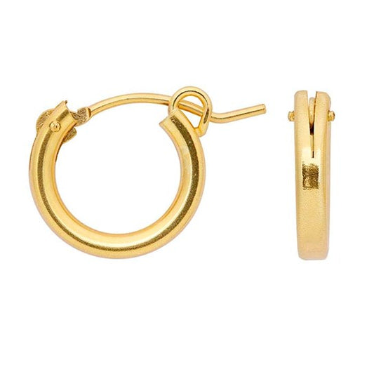 13mm and 19mm diameter hoop earring with simple latch sterling silver anti-tarnish hypoallergenic