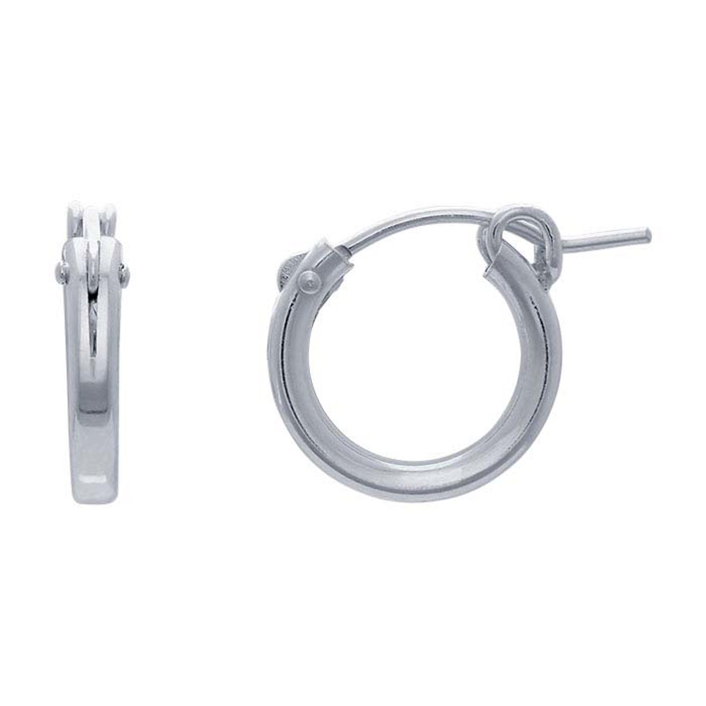 13mm diameter hoop earring with simple latch sterling silver anti-tarnish hypoallergenic