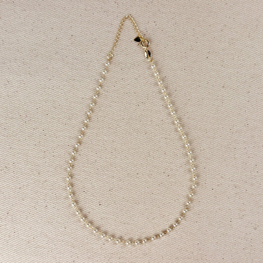 18k gold 3mm pearl chicken necklace 12.5 inches