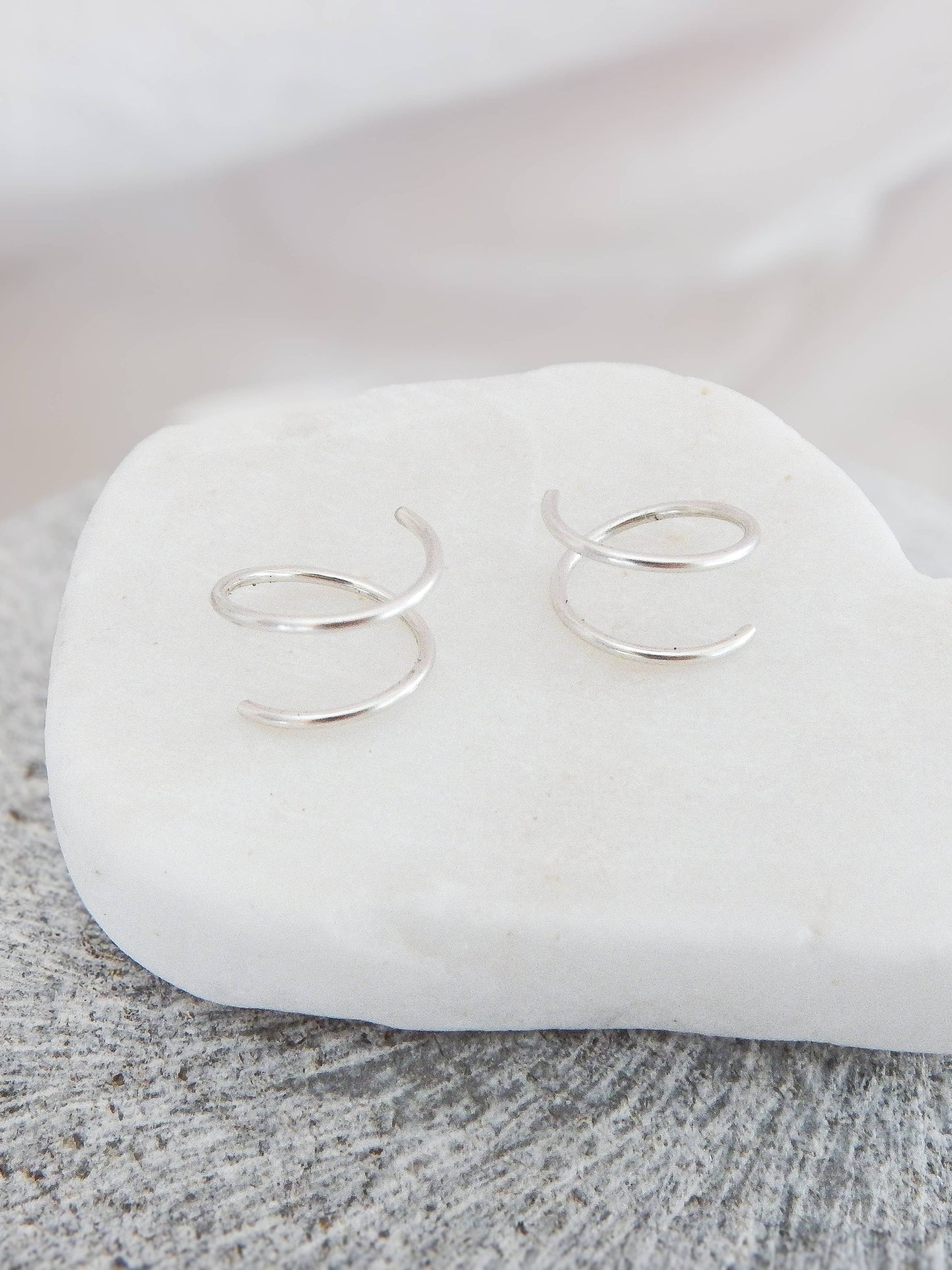 Twist-In Double Huggie Hoop |Sterling Silver
