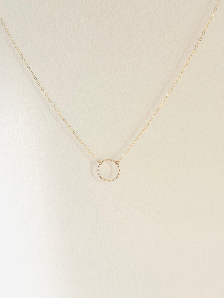 14 karat yellow gold filled circle pendant anti-tarnish hypoallergenic