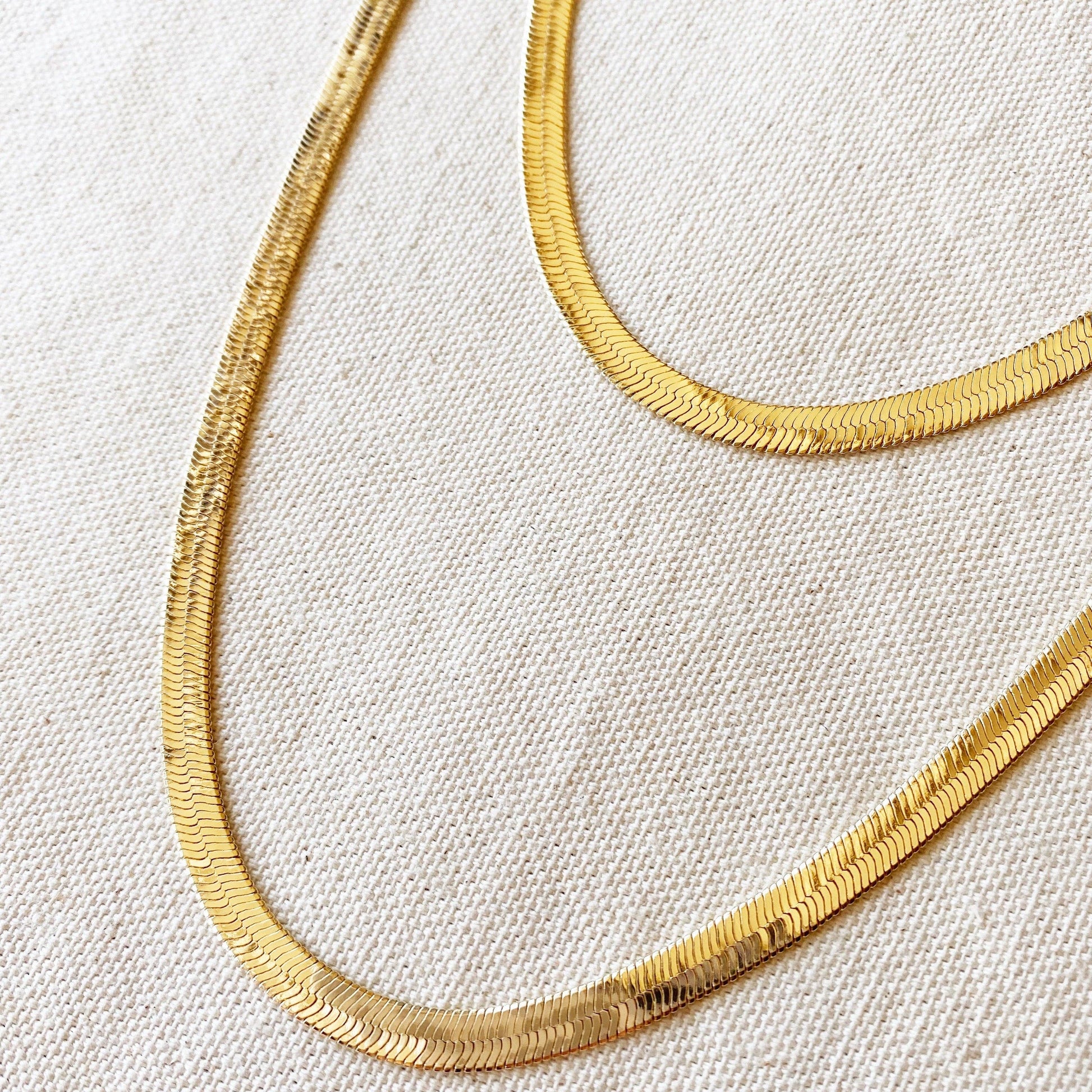 6mm thick herringbone chain 18 karat gold filled hypoallergenic anti-tarnish lobster clasp