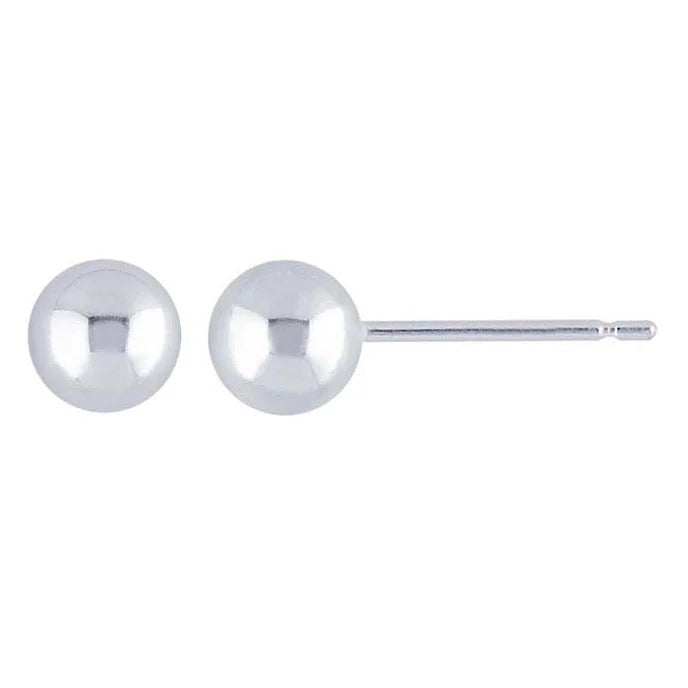 6 millimeter ball earring post friction back anti-tarnish hypoallergenic sterling silver