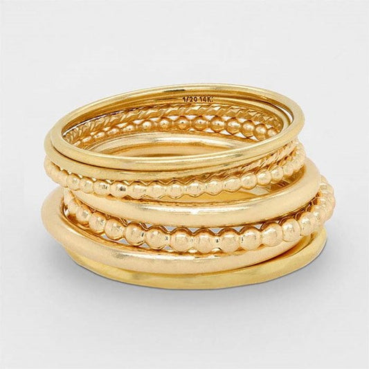 Beaded gold filled stacking wire band 14 karat gold filled hypoallergenic anti-tarnish