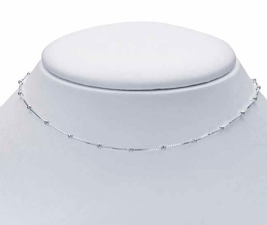 Beaded Sterling Silver Box Choker Necklace