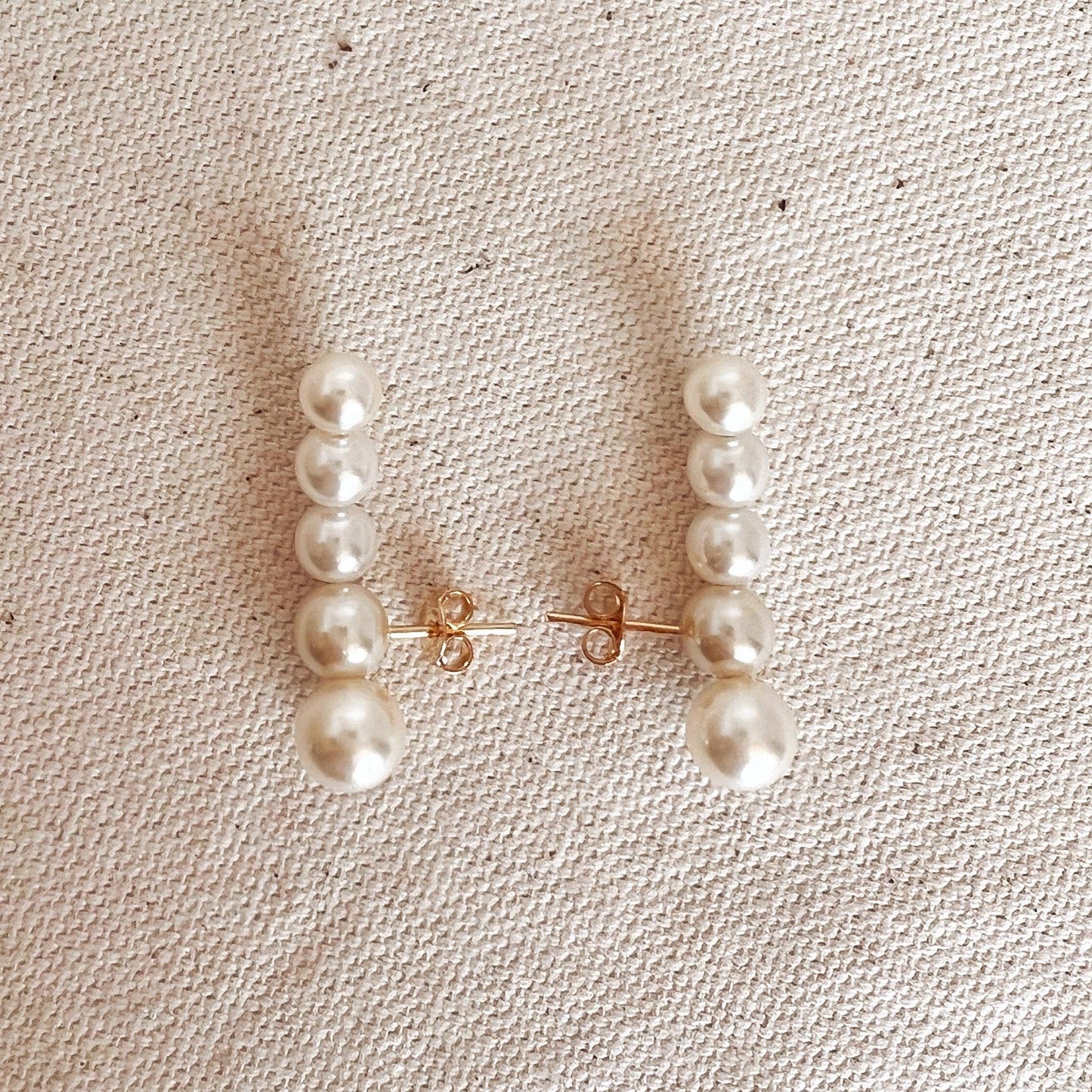 18 karat gold filled pearl ear climbers anti-tarnish hypoallergenic