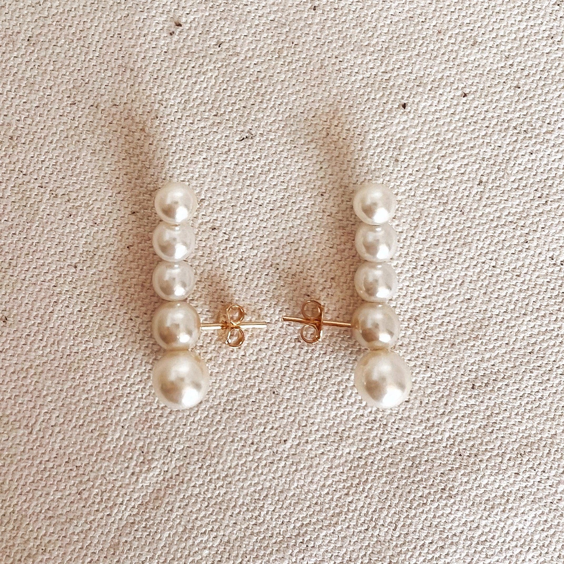 18 karat gold filled pearl ear climbers anti-tarnish hypoallergenic