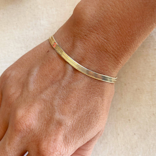 Herringbone Bracelet 18K Gold Filled 4 MM
