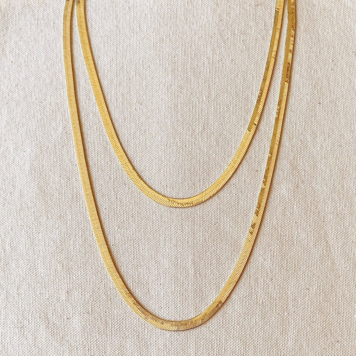 6mm thick herringbone chain 18 karat gold filled hypoallergenic anti-tarnish lobster clasp