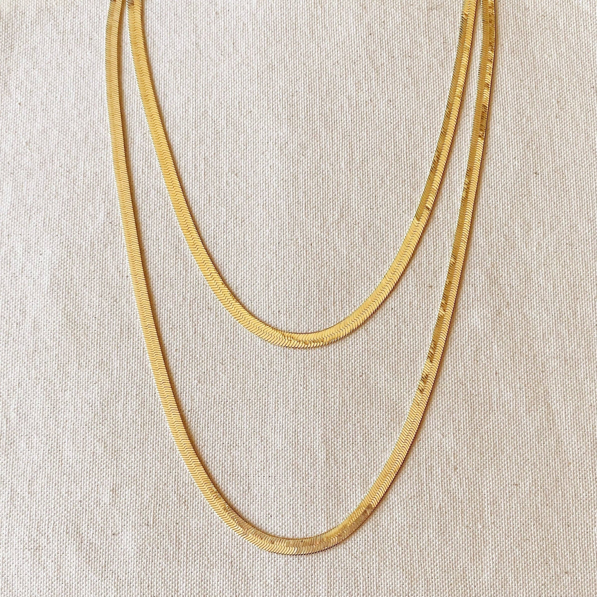 6mm thick herringbone chain 18 karat gold filled hypoallergenic anti-tarnish lobster clasp