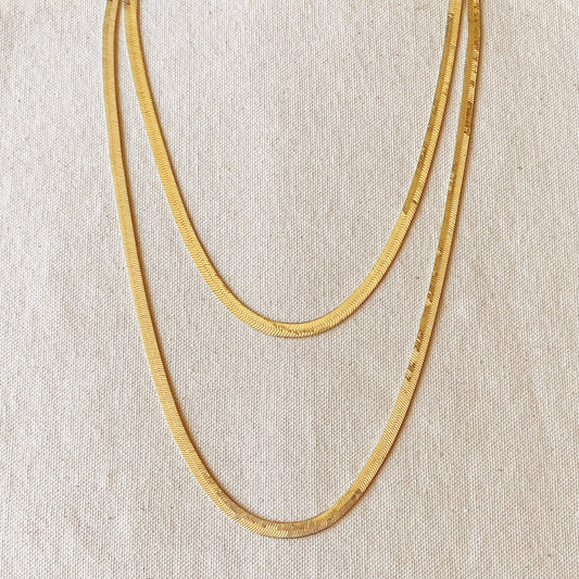 6mm thick herringbone chain 18 karat gold filled hypoallergenic anti-tarnish lobster clasp