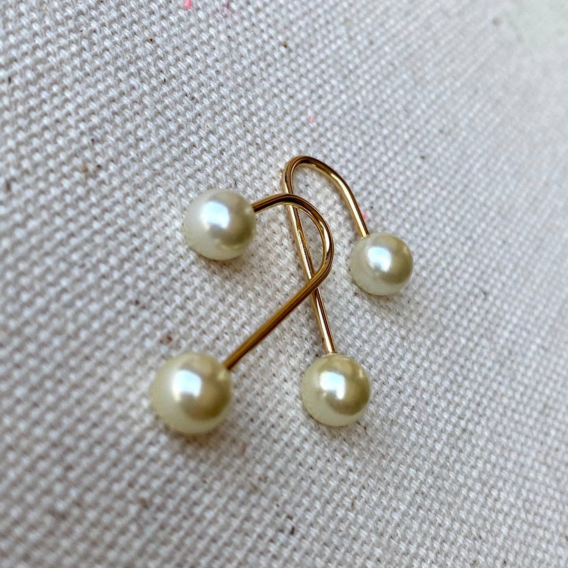 18 karat gold filled screw back pearl drop earrings anti-tarnish hypoallergenic
