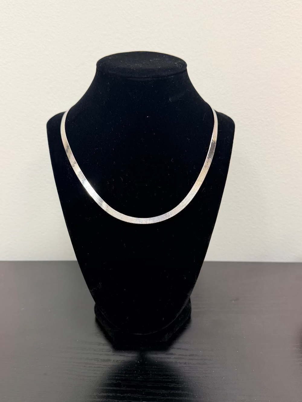 timeless, classic herringbone wide sterling silver chain necklace