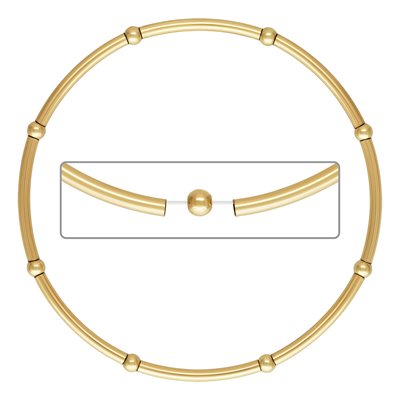 14K gold filled tube bead stretch bracelet close up