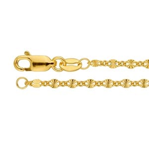 14K gold filled marquise link patterned chain necklace