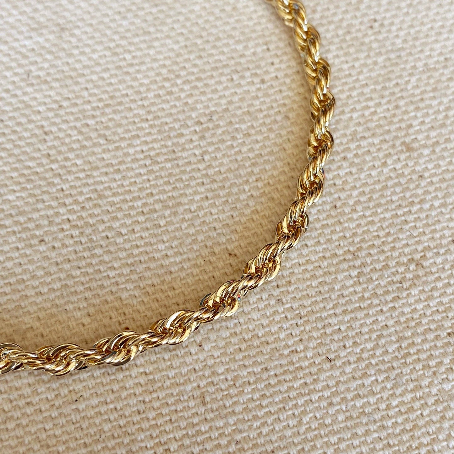 18k Gold Filled 3mm Rope Bracelet: 6.5 inches