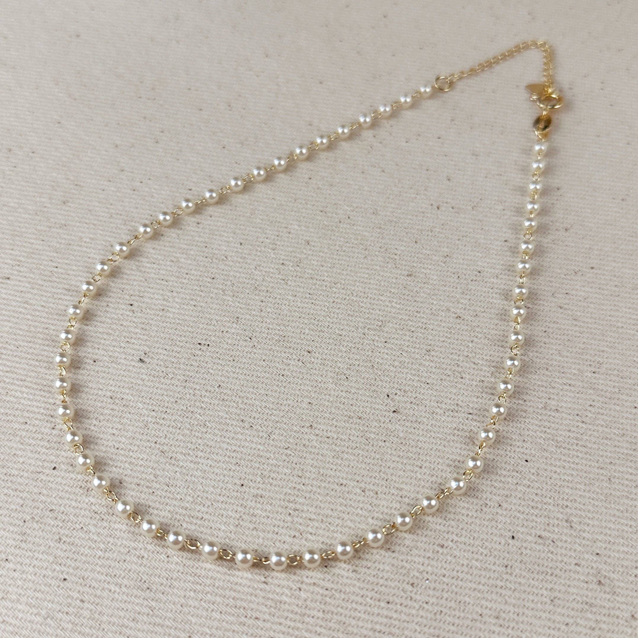 18K Gold Filled Pearl Neck Choker buy With Round CZ Stones For Gold Filled Synthetic Pearl Collar Neck Chokers (H54)