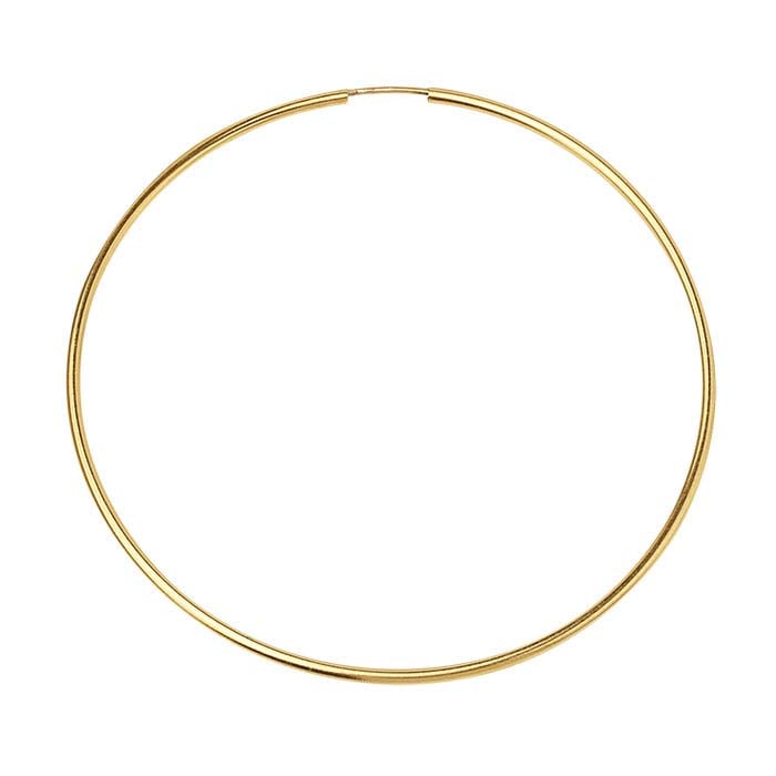 Endless hoop earrings in gold fill and 51 mm diameter