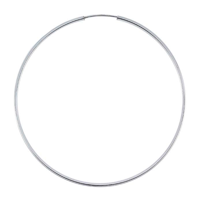 Endless hoop earrings in sterling silver, 55mm diameter