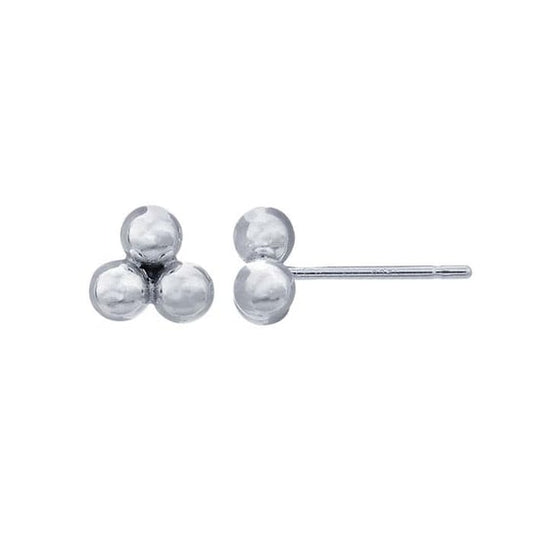 Sterling Silver Three-Ball Cluster Stud Earrings