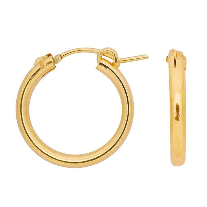 13mm diameter hoop earring with simple latch 14 karat gold filled anti-tarnish hypoallergenic 