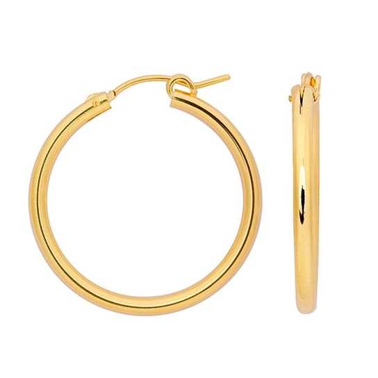 28mm diameter hoop earring with simple latch 14 karat gold filled anti-tarnish hypoallergenic 