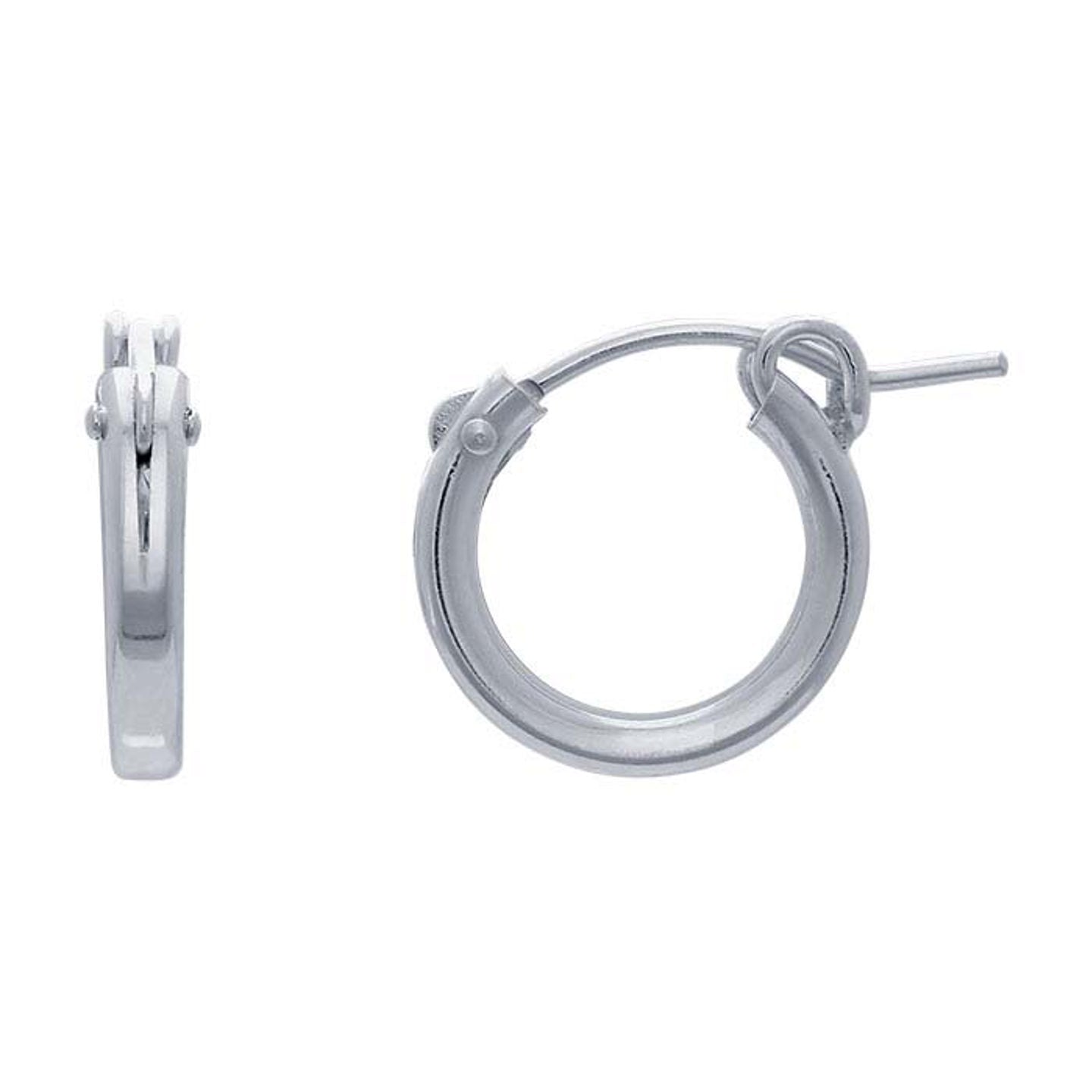 13mm diameter hoop earring with simple latch sterling silver anti-tarnish hypoallergenic 