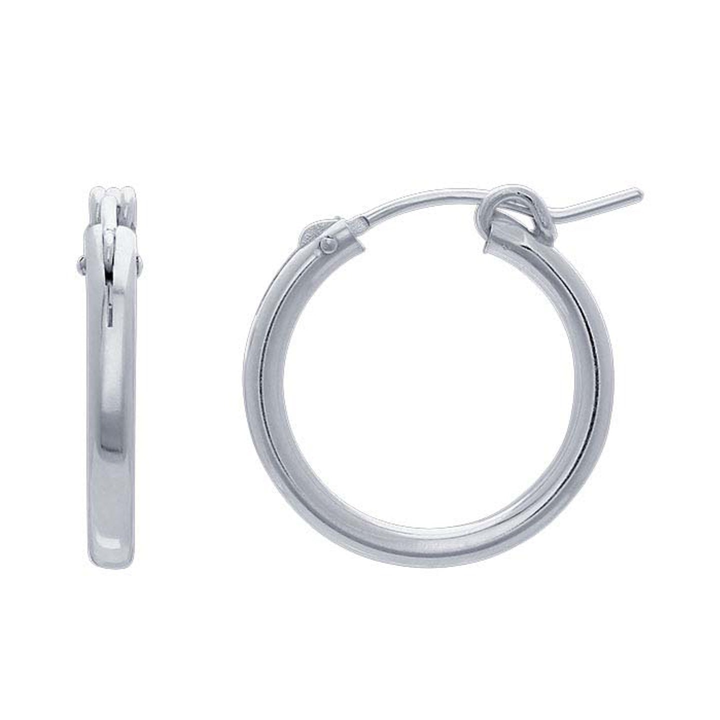 19mm diameter hoop earring with simple latch sterling silver anti-tarnish hypoallergenic 