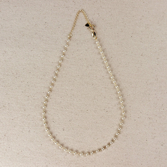 18k gold 3mm pearl chicken necklace 12.5 inches 
