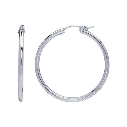 28mm diameter hoop earring with simple latch sterling silver anti-tarnish hypoallergenic 