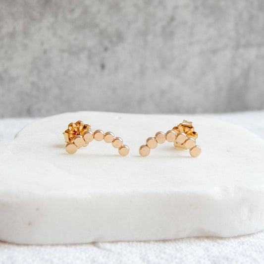 Pebble Arc Stud Earrings - 14k Gold Fill