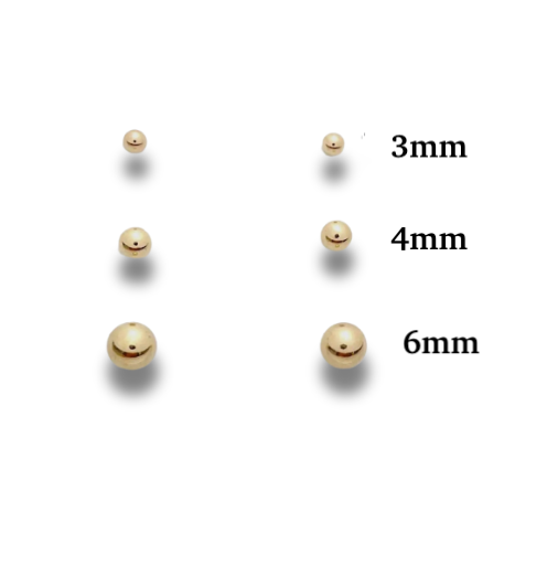 4 millimeter ball earring post friction back anti-tarnish hypoallergenic 18 karat gold filled sterling silver 