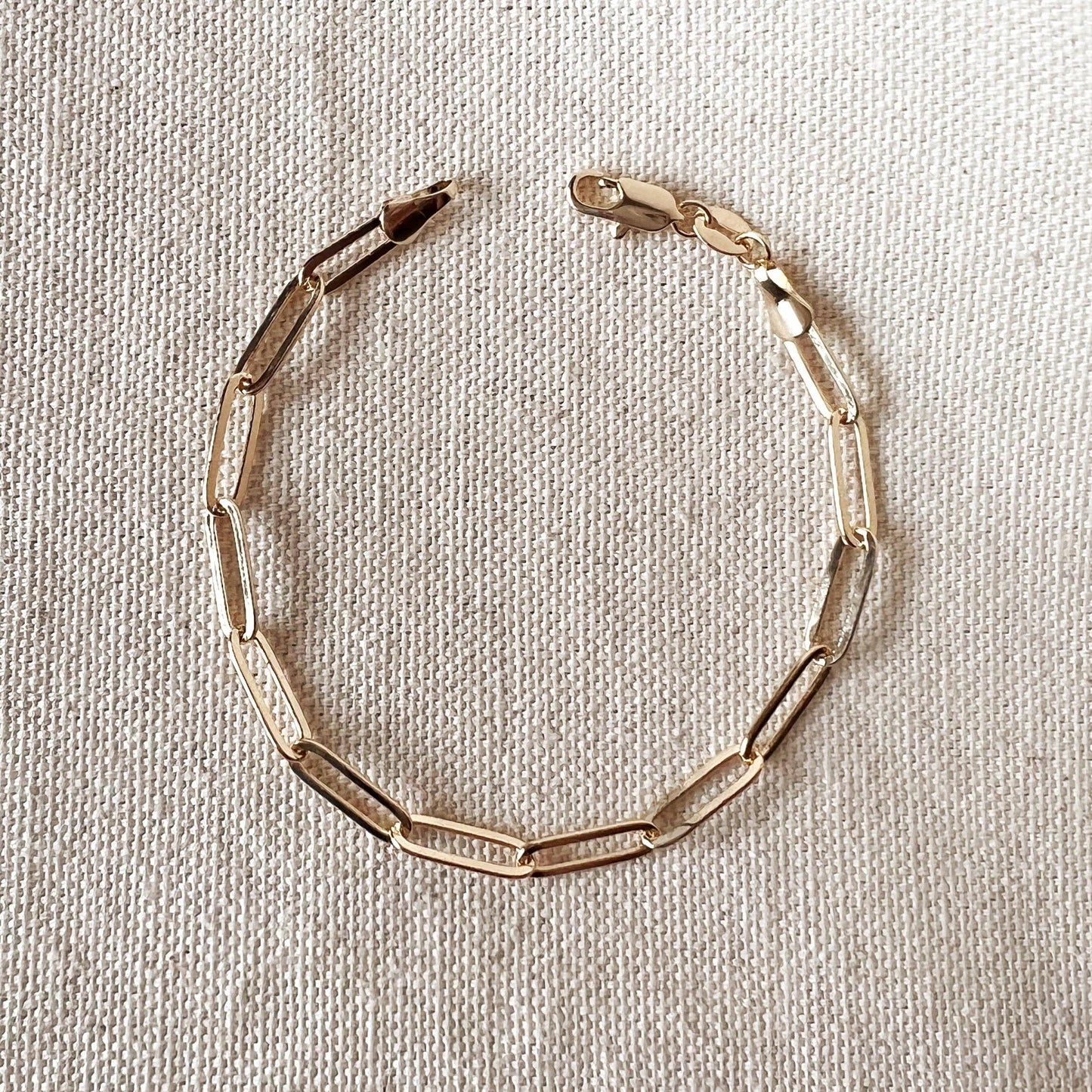 18K gold filled classic paperclip bracelet elongated chain links