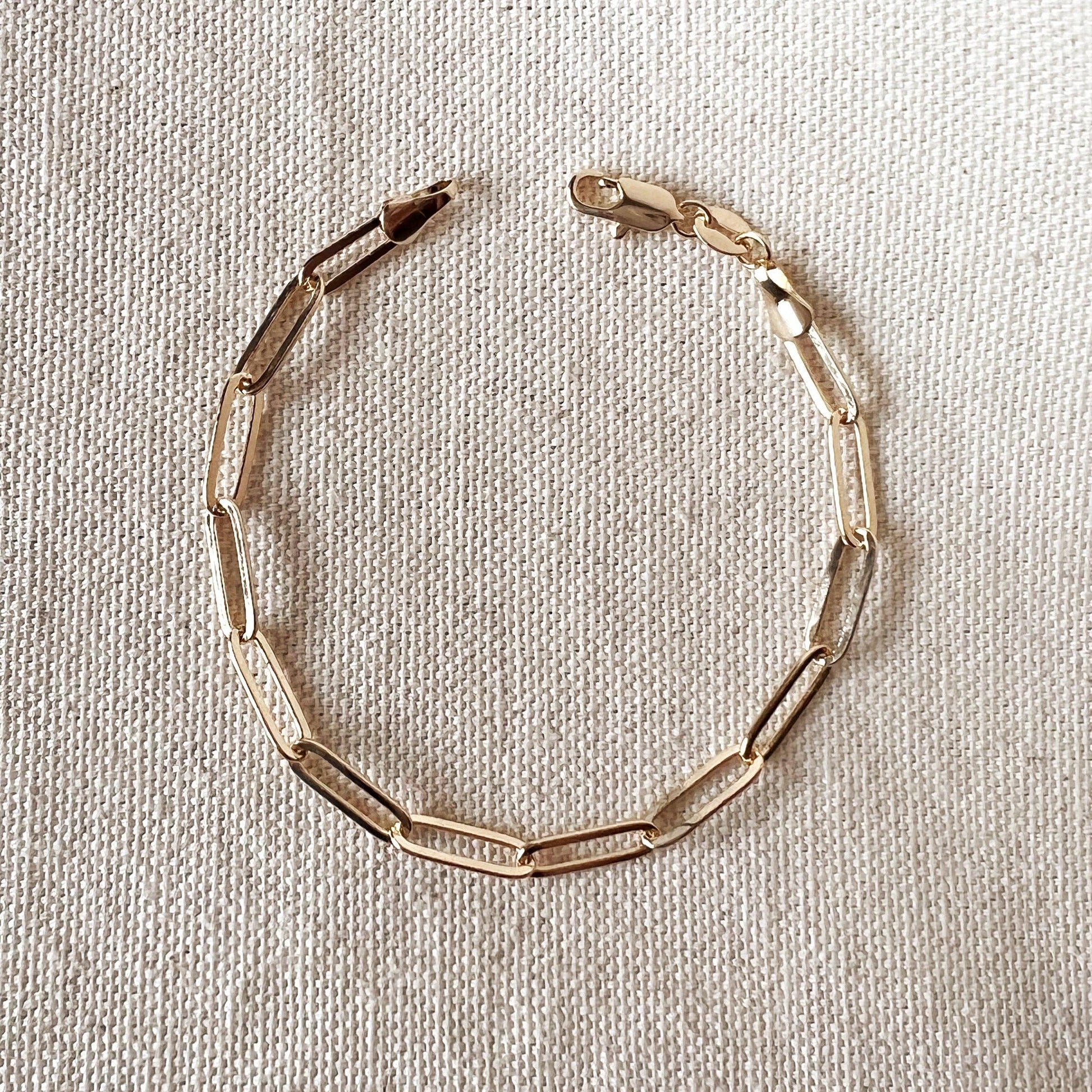 18K gold filled classic paperclip bracelet elongated chain links