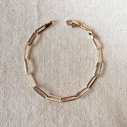 18K gold filled classic paperclip bracelet elongated chain links