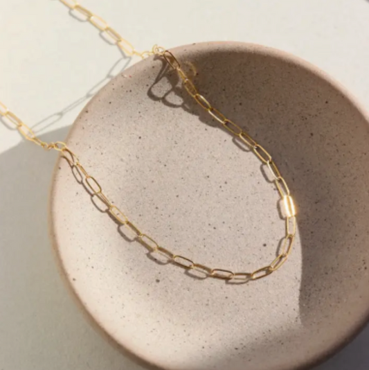 Gold filled paperclip chain necklace available in 16", 18", 20"