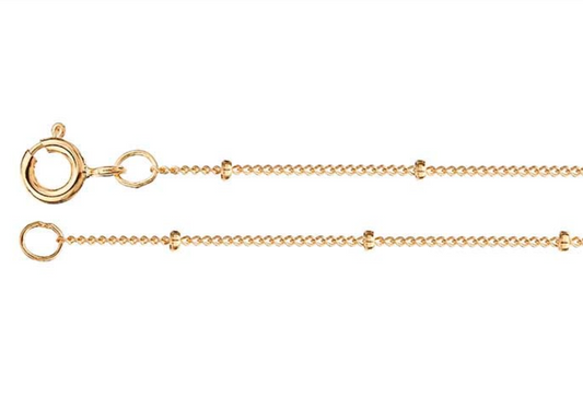 14K gold filled curb beaded chain necklace with textured links