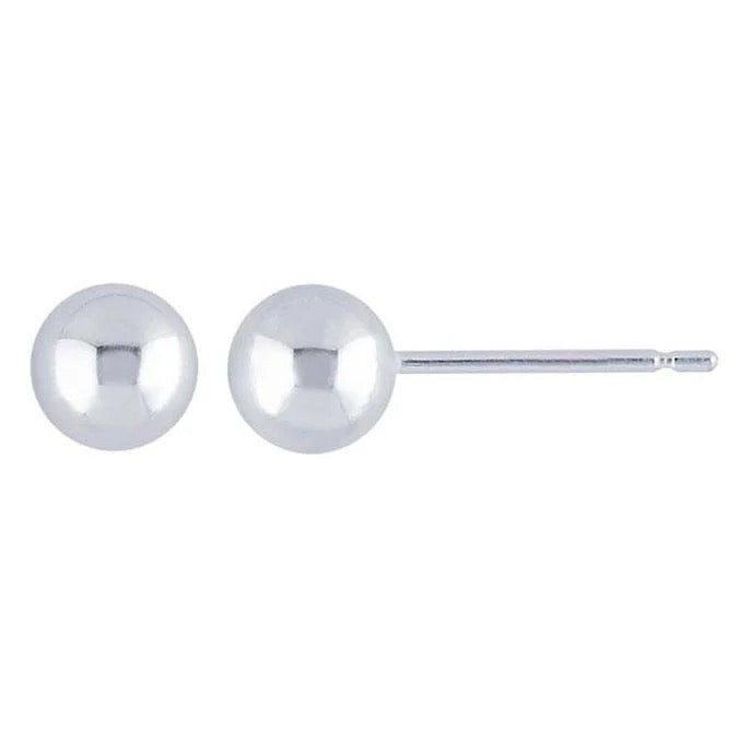 6 millimeter ball earring post friction back anti-tarnish hypoallergenic sterling silver 