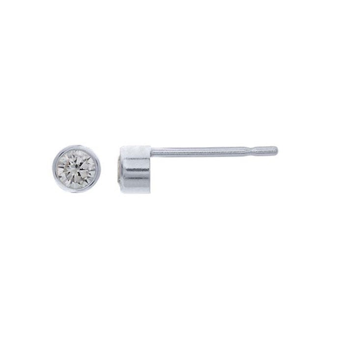 Sterling Silver 4 millimeter cubic zirconia bezel set stud earrings anti-tarnish hypoallergenic 