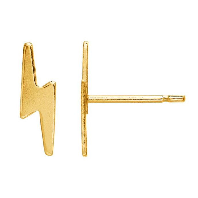 Tiny lightning bolt bold stud earrings in gold-filled
