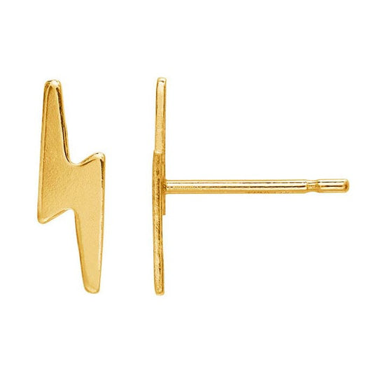 Tiny lightning bolt bold stud earrings in gold-filled