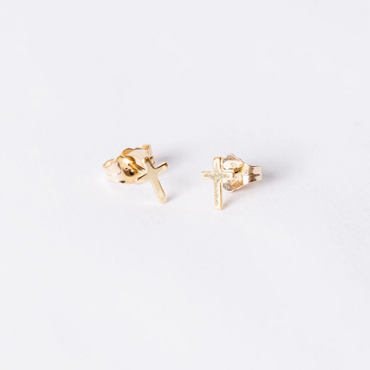 Cross Stud Earrings 14K gold FIlled